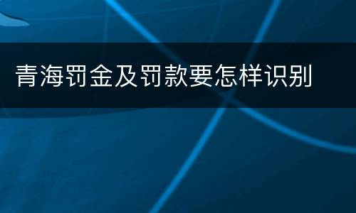 青海罚金及罚款要怎样识别