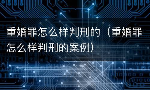 重婚罪怎么样判刑的（重婚罪怎么样判刑的案例）