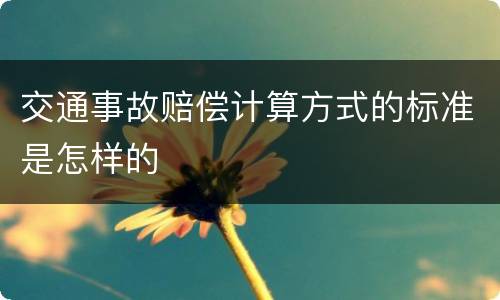 交通事故赔偿计算方式的标准是怎样的