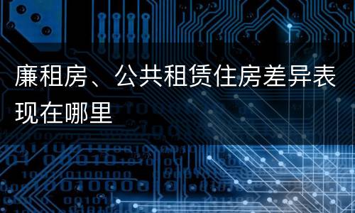 廉租房、公共租赁住房差异表现在哪里
