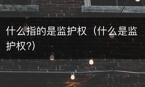 什么指的是监护权（什么是监护权?）