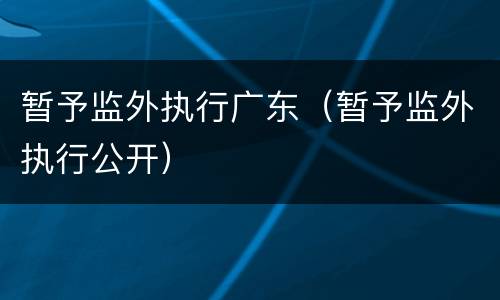 暂予监外执行广东（暂予监外执行公开）