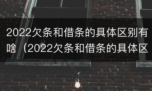 2022欠条和借条的具体区别有啥（2022欠条和借条的具体区别有啥不一样）
