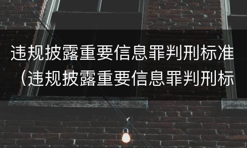违规披露重要信息罪判刑标准（违规披露重要信息罪判刑标准是什么）