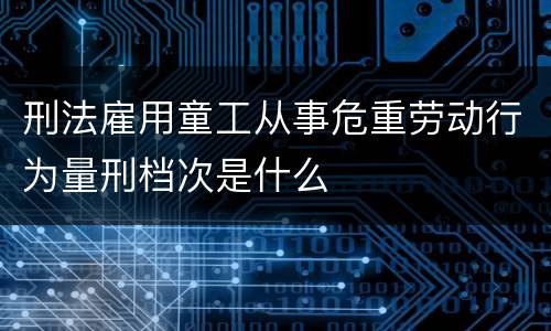 刑法雇用童工从事危重劳动行为量刑档次是什么