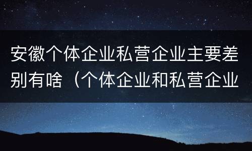 安徽个体企业私营企业主要差别有啥（个体企业和私营企业）