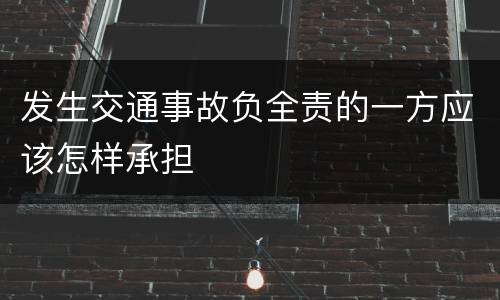 发生交通事故负全责的一方应该怎样承担