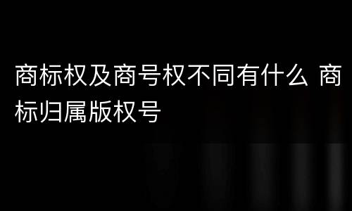 商标权及商号权不同有什么 商标归属版权号