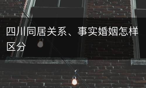 四川同居关系、事实婚姻怎样区分