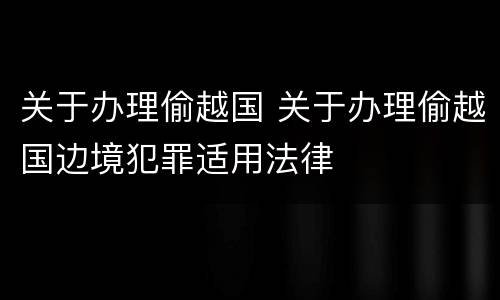关于办理偷越国 关于办理偷越国边境犯罪适用法律
