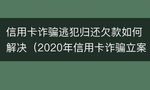 信用卡诈骗逃犯归还欠款如何解决（2020年信用卡诈骗立案标准）