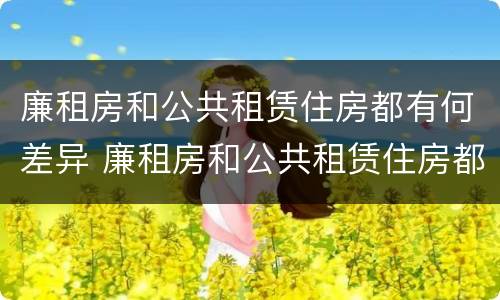 廉租房和公共租赁住房都有何差异 廉租房和公共租赁住房都有何差异呢