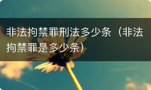 非法拘禁罪刑法多少条（非法拘禁罪是多少条）