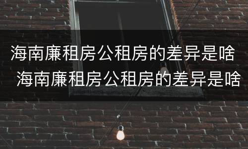 海南廉租房公租房的差异是啥 海南廉租房公租房的差异是啥呀