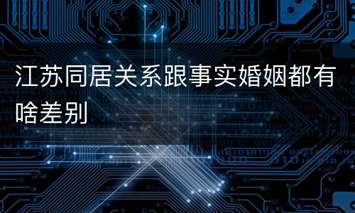 江苏同居关系跟事实婚姻都有啥差别