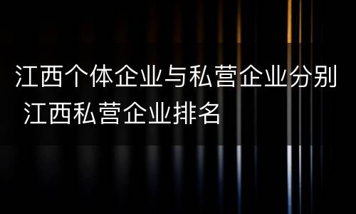 江西个体企业与私营企业分别 江西私营企业排名