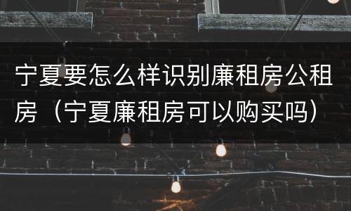 宁夏要怎么样识别廉租房公租房（宁夏廉租房可以购买吗）