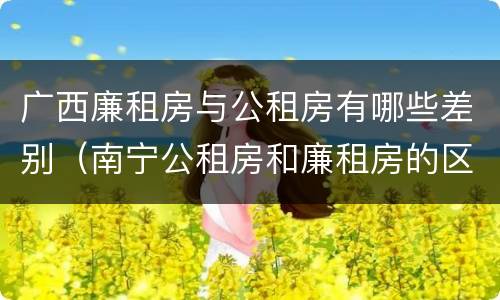 广西廉租房与公租房有哪些差别（南宁公租房和廉租房的区别）