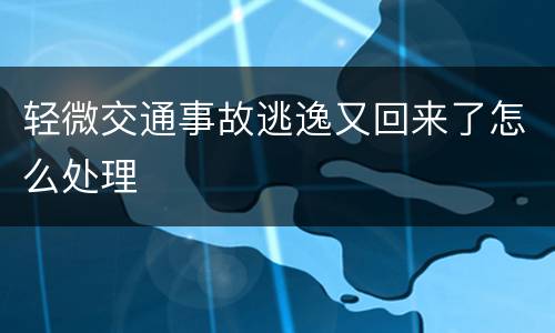 轻微交通事故逃逸又回来了怎么处理