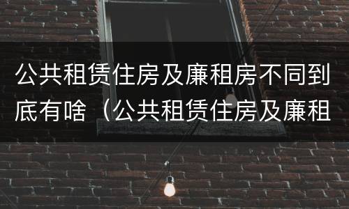 公共租赁住房及廉租房不同到底有啥（公共租赁住房及廉租房不同到底有啥影响）