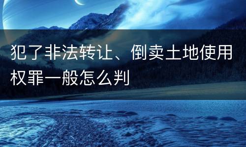 犯了非法转让、倒卖土地使用权罪一般怎么判