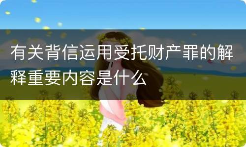 有关背信运用受托财产罪的解释重要内容是什么