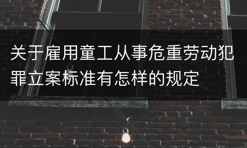 关于雇用童工从事危重劳动犯罪立案标准有怎样的规定