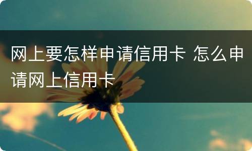 网上要怎样申请信用卡 怎么申请网上信用卡