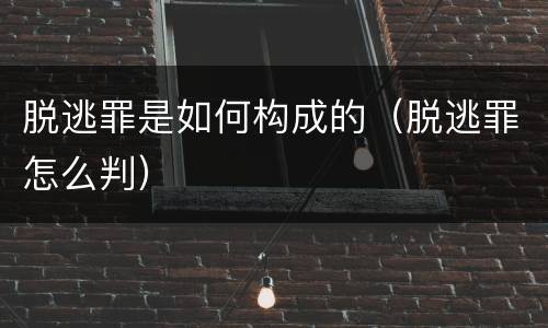脱逃罪是如何构成的（脱逃罪怎么判）