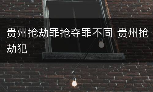 贵州抢劫罪抢夺罪不同 贵州抢劫犯