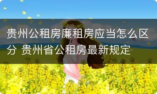 贵州公租房廉租房应当怎么区分 贵州省公租房最新规定