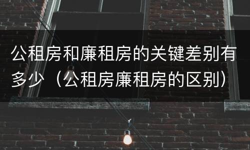 公租房和廉租房的关键差别有多少（公租房廉租房的区别）