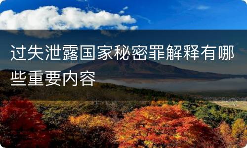 过失泄露国家秘密罪解释有哪些重要内容