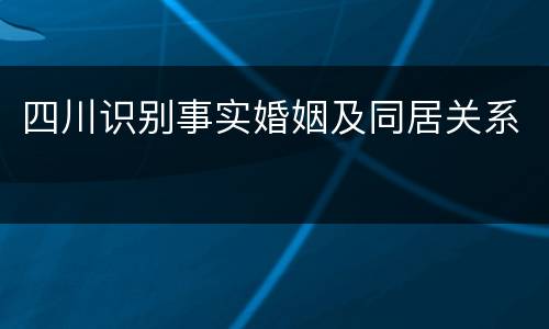 四川识别事实婚姻及同居关系