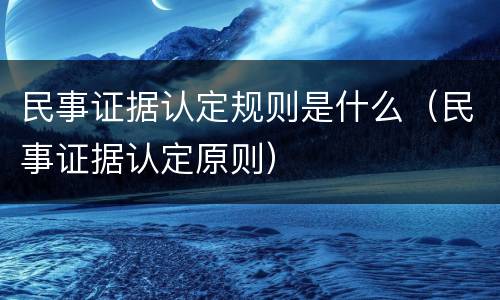 民事证据认定规则是什么（民事证据认定原则）