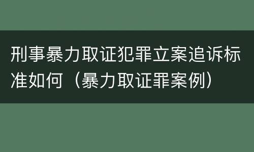 刑事暴力取证犯罪立案追诉标准如何（暴力取证罪案例）