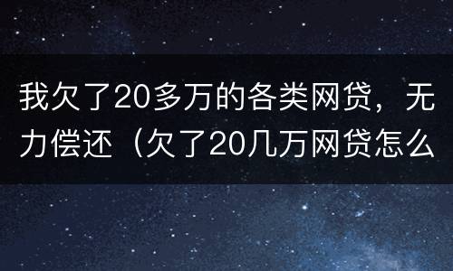 我欠了20多万的各类网贷，无力偿还（欠了20几万网贷怎么办）