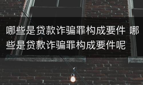 哪些是贷款诈骗罪构成要件 哪些是贷款诈骗罪构成要件呢