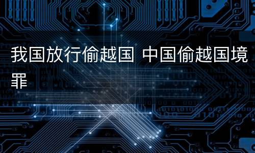 我国放行偷越国 中国偷越国境罪