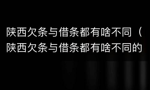 陕西欠条与借条都有啥不同（陕西欠条与借条都有啥不同的）