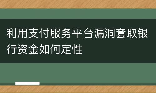 利用支付服务平台漏洞套取银行资金如何定性