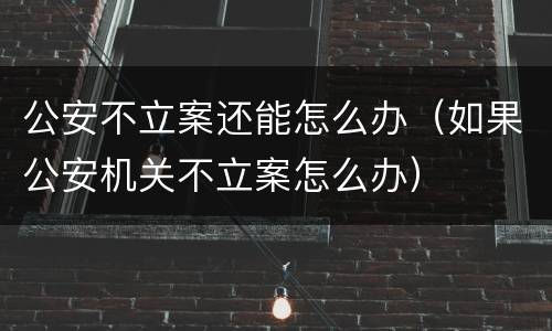 公安不立案还能怎么办（如果公安机关不立案怎么办）