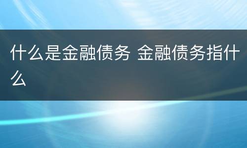 什么是金融债务 金融债务指什么