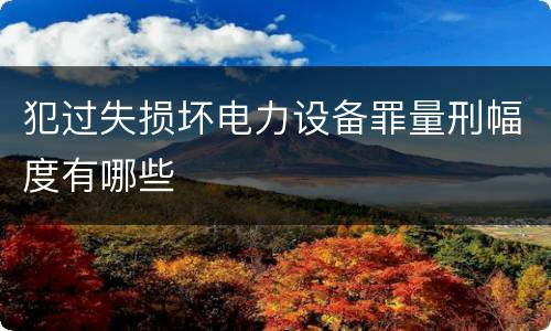 犯过失损坏电力设备罪量刑幅度有哪些