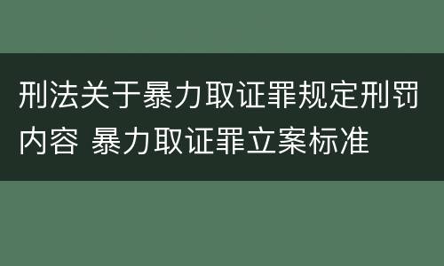 刑法关于暴力取证罪规定刑罚内容 暴力取证罪立案标准