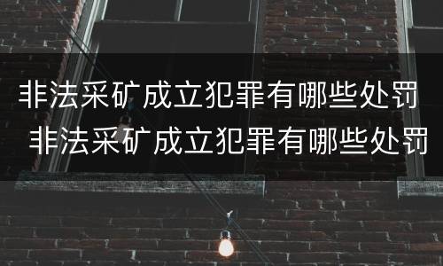 非法采矿成立犯罪有哪些处罚 非法采矿成立犯罪有哪些处罚规定