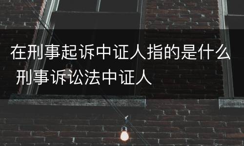 在刑事起诉中证人指的是什么 刑事诉讼法中证人