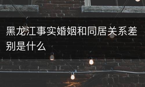 黑龙江事实婚姻和同居关系差别是什么