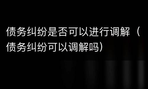 债务纠纷是否可以进行调解（债务纠纷可以调解吗）