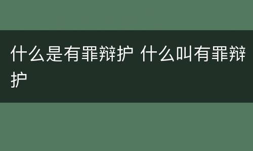 什么是有罪辩护 什么叫有罪辩护